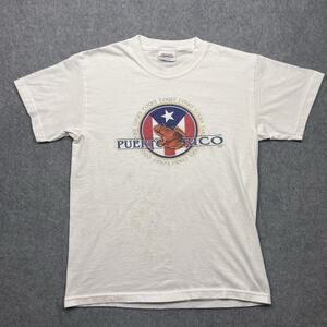 vintage puerto rico coqui artee hanes 50/50 t-shirt white small